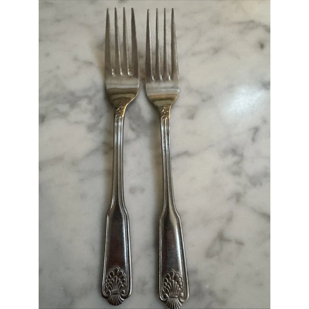 Delco Stainless Flatware Shell Design Set of 3 Dinner Forks Korea